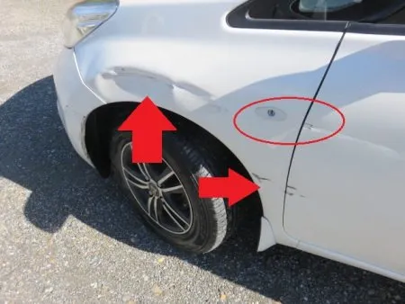 一関市よりキズ・凹みの板金修理事例(日産・ノート)