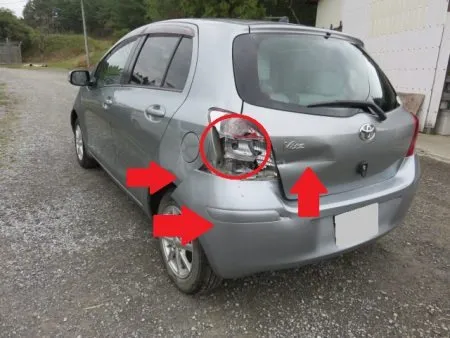 一関市よりキズ・凹みの板金修理事例(トヨタ・ビッツ)