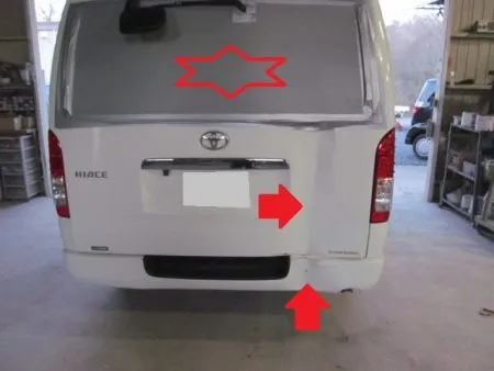 キズ・凹みの板金修理事例(トヨタ・ハイエース、一関市)