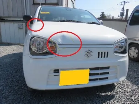 キズ・へこみの板金塗装事例(一関市、スズキ・アルト)