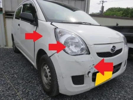 へこみ・キズの板金修理事例(一関市、ダイハツ・ミラ)