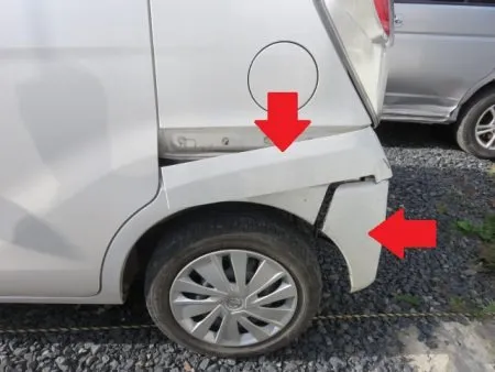 一関市よりキズ・へこみの板金修理事例(日産・ディズ)