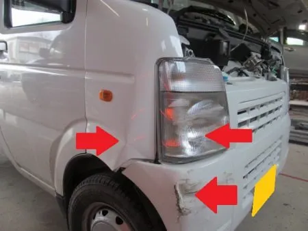 一関市よりキズ・へこみの板金修理事例(スズキ・キャリートラック)